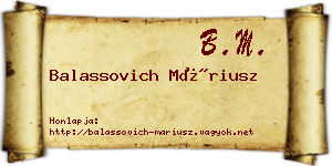 Balassovich Máriusz névjegykártya